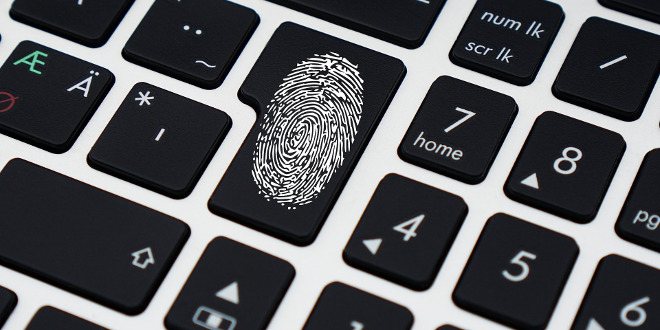 Protect Your Identity icon thumbprint on keyboard